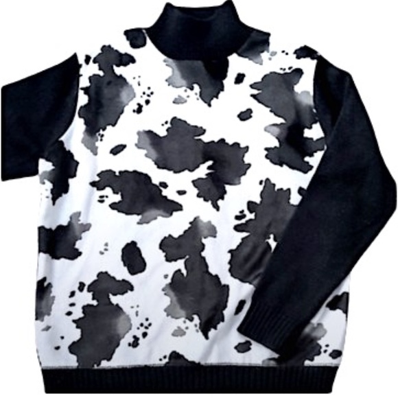 ORLY APPAREL Women's Black/White Soft High Collar Wool Back Sweater - Picture 1 of 8